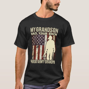 Camiseta Meu neto tem suas costas, bandeiras do exército or