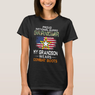 Camiseta Meu neto usa botas de combate Orgulhosa Guarda Nac