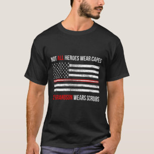 Camiseta Meu neto Veste Enfermeira Enfermeira Vermelha fina