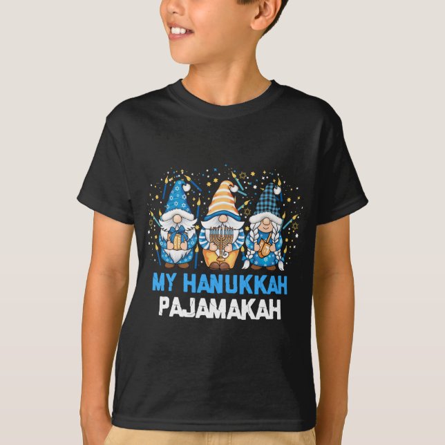 Camiseta Meu Nó Judeu Hanukkah Pajamakah Gnomos Channukah (Frente)