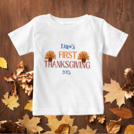 Camiseta Meu Nome de Primeira Ação de Graças é branco