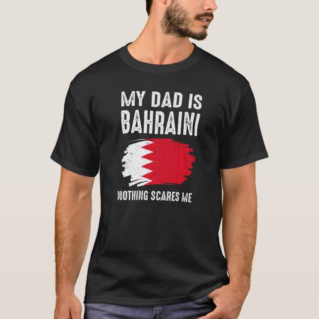 Camiseta Meu Pai É Bahrain Bahrain Orgulho Bandeira Herança (Frente)