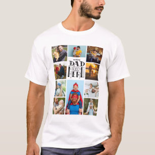 Camiseta Meu pai é meu herói Colagem de 10 fotos melhor pai