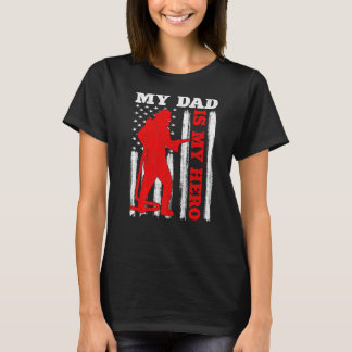 Camiseta Meu Pai É Meu Herói EUA Bandeira Bombeiro D