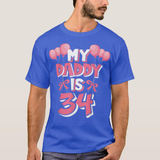Camiseta Meu Pai é o 34º aniversário de 34 anos de homens