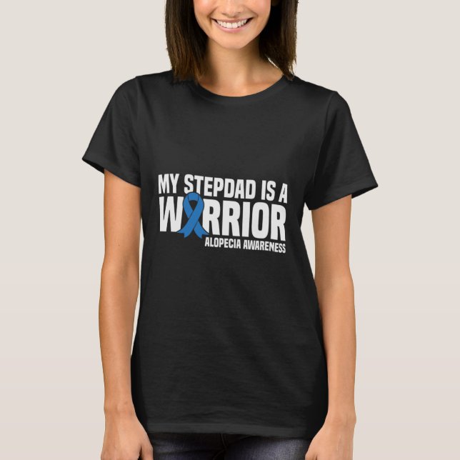 Camiseta Meu pai é um guerreiro Blue Ribbon Alopecia (Frente)