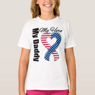 Camiseta Meu pai minha fita patriótica dos EUA do herói