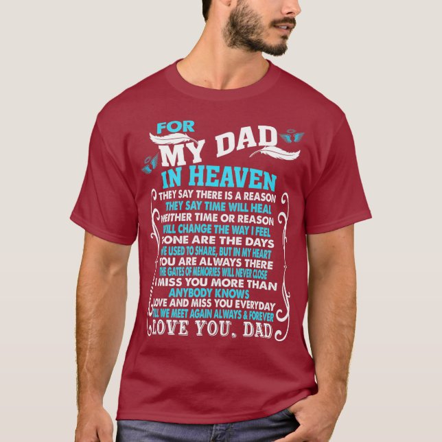 Camiseta Meu Pai no Céu Poema para Filha Filho Perde Pai (Frente)