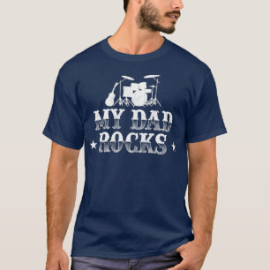 Camiseta Meu Pai Rocks Drummer Músico Bebe Pais
