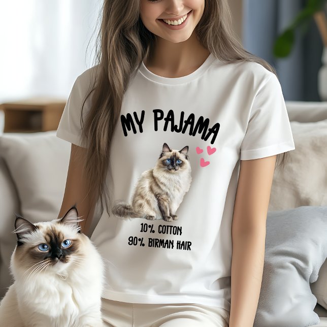 Camiseta Meu Pajama - 10% Algodão, 90% Cabelo Birman (Criador carregado)