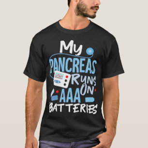 Camiseta Meu Pancreino Funciona Em Baterias AAA Tipo 1 Diab