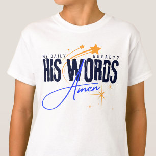 Camiseta Meu Pão Diário - Sua Palavra Jesus Fé Santo Branco