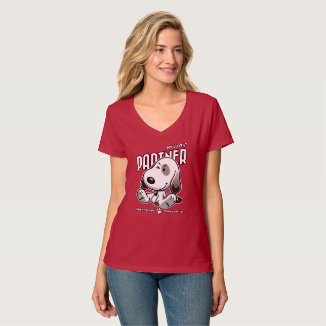 Camiseta Meu Parceiro Adorável | Blusa Feminina com Decote  (Frente Completa)