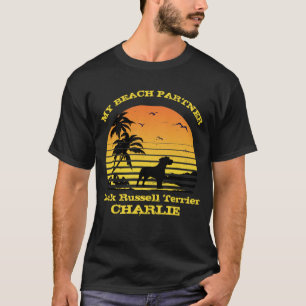 Camiseta Meu parceiro de praia Sunset Palm Jack Russell Ter