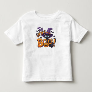 Camiseta Meu Pequeno Gato de Halloween Boo com Chapéu de Br