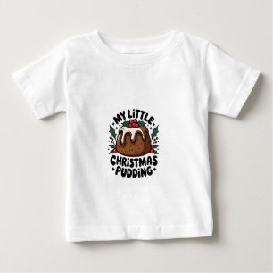 Camiseta Meu Pequeno Pudim de Natal Anúncio de Gravidez de 