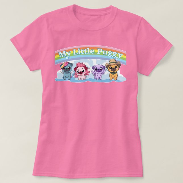 Camiseta Meu Pequeno Puggy MLP Cute Pug (Frente do Design)