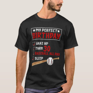 Camiseta Meu perfeito aniversário de 30 anos beisebol 30 Bi