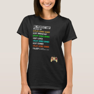 Camiseta Meu perfeito dia de jogos Engraçado videogame para