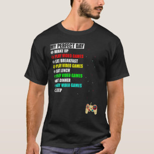 Camiseta Meu perfeito dia de jogos Engraçado videogame para