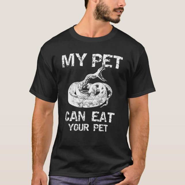 Camiseta Meu Pet Pode Comer Seu Cobra De Pet Horror Hallowe (Frente)