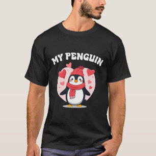Camiseta Meu Pinguim Amor Coração Fofo Romance de Valentão
