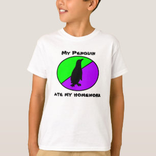 Camiseta Meu pinguim comeu meus trabalhos de casa