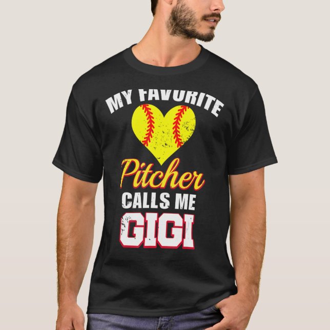 Camiseta Meu Pitcher Favorito Me Chama Gigi Pitcher Softbal (Frente)