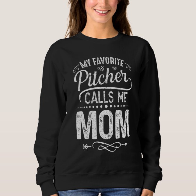 Camiseta Meu Pitcher Favorito Me Chama Mãe Pitcher Catcher (Frente)