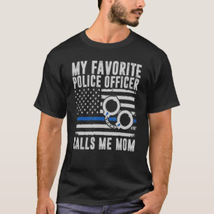 Camiseta Meu Policial Favorito Me Chame Mãe Usa Flag Po