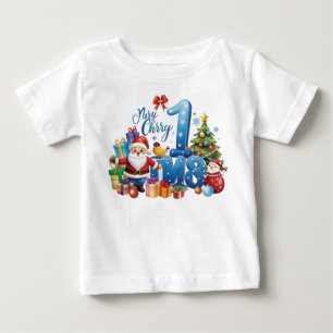 Camiseta Meu Primeiro 1º Natal Bebê Menino Azul – Um Coraçã
