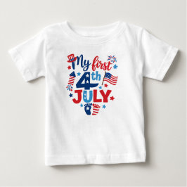 Camiseta Meu Primeiro 4 de Julho Bebê | Patriótico Fofo 