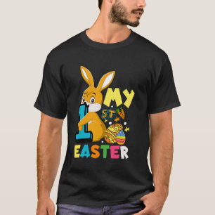 Camiseta Meu Primeiro Coelho de Páscoa com Ovos de Páscoa E