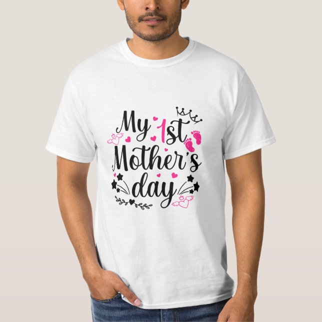 Camiseta Meu Primeiro Dia de as mães Como Mamãe 2 (Frente)