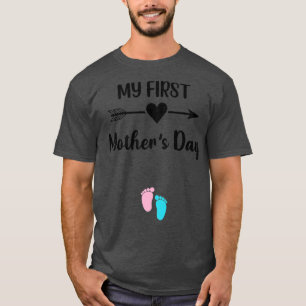 Camiseta Meu primeiro Dia de as mães de gravidez anunciando