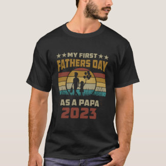 Camiseta Meu Primeiro Dia de os pais Como Papa 2023 Novo Di