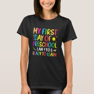 Camiseta Meu Primeiro Dia De Pré-Escolas Tenho 4 Anos E Est