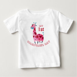 Camiseta Meu Primeiro Dia dos Namorados Bebê Girafa
