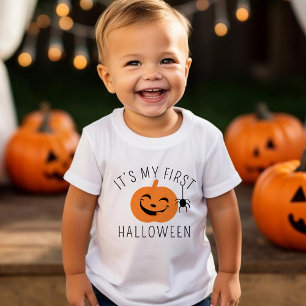 Camiseta Meu Primeiro Halloween Aranha Abóbora Bebê Menino