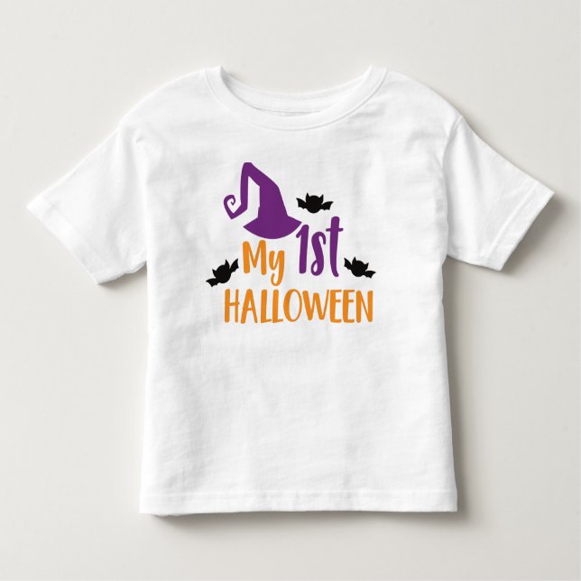 Camiseta Meu Primeiro Halloween, Chapéu de Bruxas, Chapéu P (Frente)