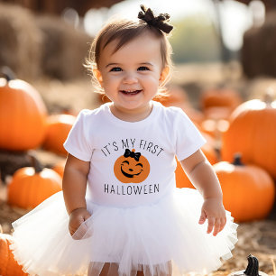 Camiseta Meu Primeiro Halloween Feliz Abóbora Menina