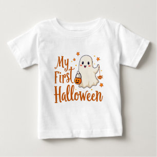 Camiseta Meu Primeiro Halloween - Ghost Design Kids Bonitos