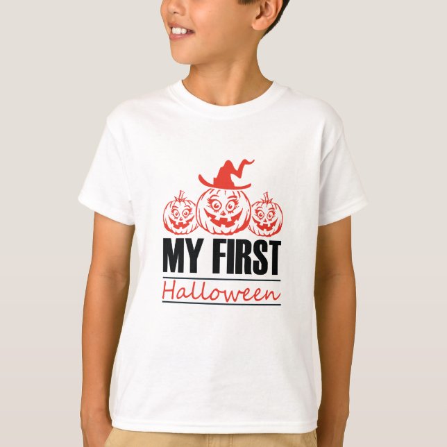 Camiseta Meu primeiro Halloween-halloween-fantasma-horror-e (Frente)