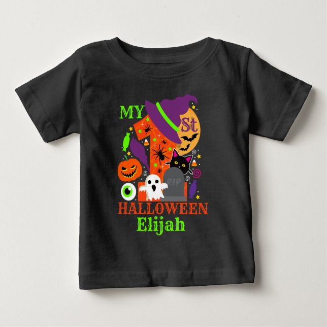 Camiseta meu primeiro Halloween | halloween feliz | (Frente)