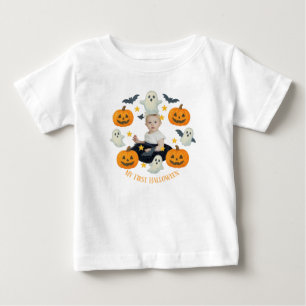 Camiseta Meu Primeiro Halloween Pumpkin e Wreath Fantasma