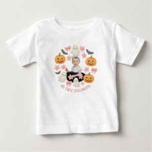 Camiseta Meu Primeiro Halloween Pumpkin e Wreath Fantasma