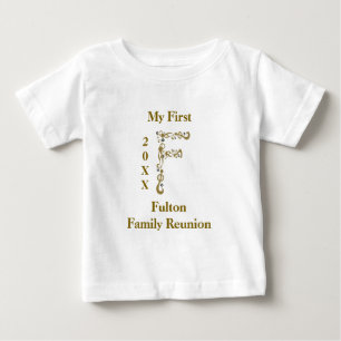 Camiseta Meu primeiro monograma Dourado da letra F da