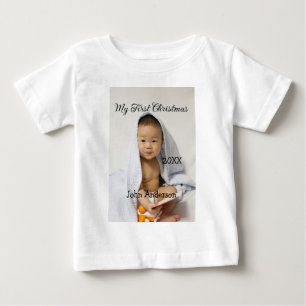 Camiseta Meu primeiro Natal adicione nome da data ano foto