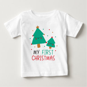 Camiseta Meu Primeiro Natal - Árvores de Natal bonitas