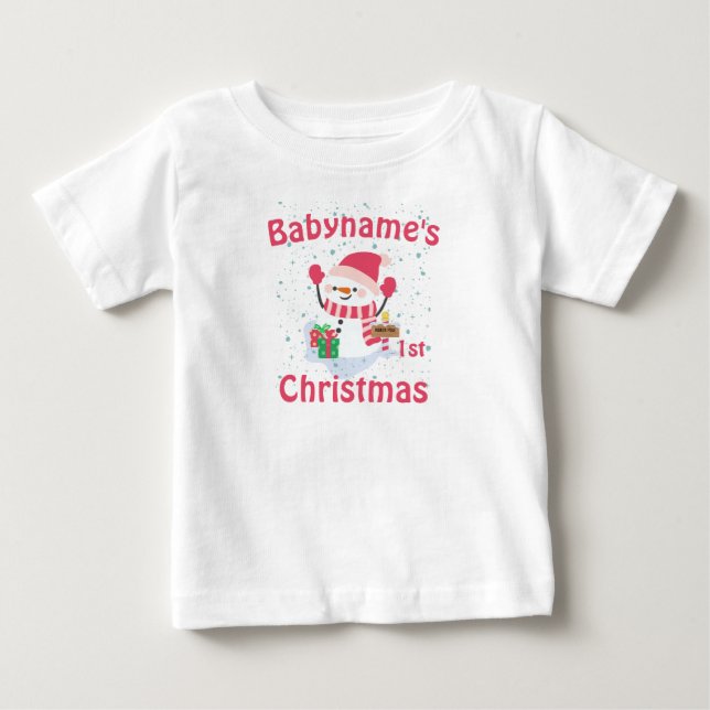 Camiseta Meu Primeiro Natal com nome de bonitinhos bonitinh (Frente)
